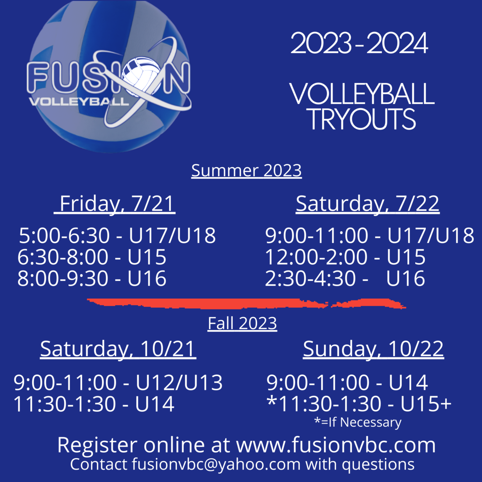 2023/2024 Tryouts Fusion Volleyball Club